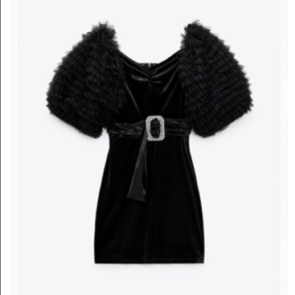 Zara velvet dress with balloon sleeves